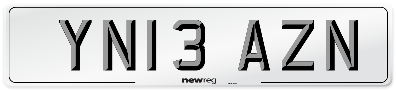 YN13 AZN Number Plate from New Reg
